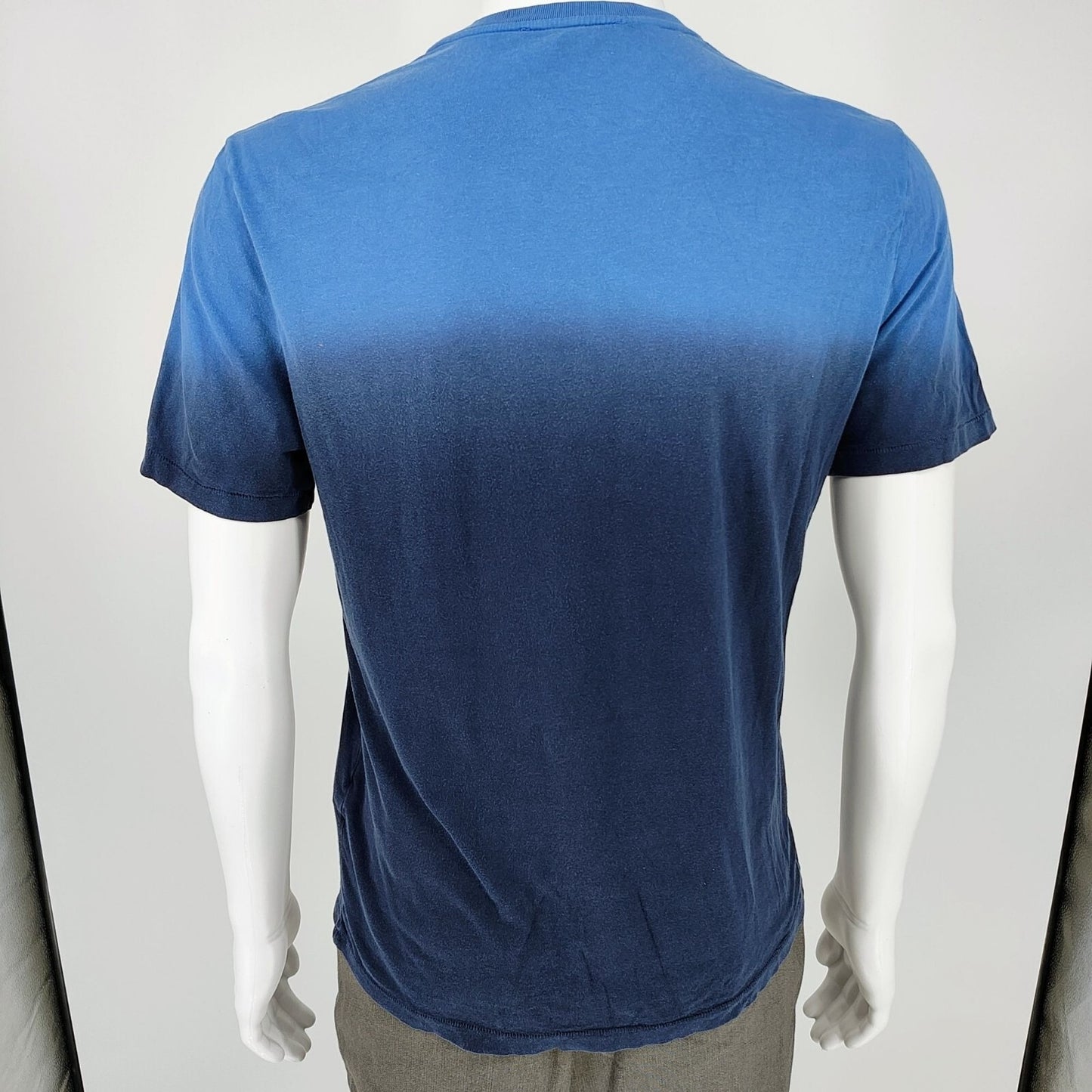 Prada Verfied Authentic Mens Crew Neck Blue Gradient Short-Sleve T-Shirt (Small)