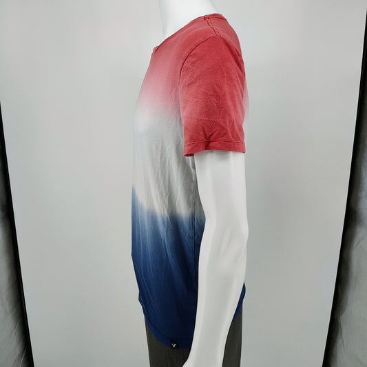 American Eagle Outfitters Men's Red, White,and Blue Hombre Flex T-Shirt (XS)