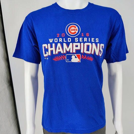 Fanatics 2016 Chicago Cubs World Series Champions  MLB Blue Graphic T-Shirt (L)