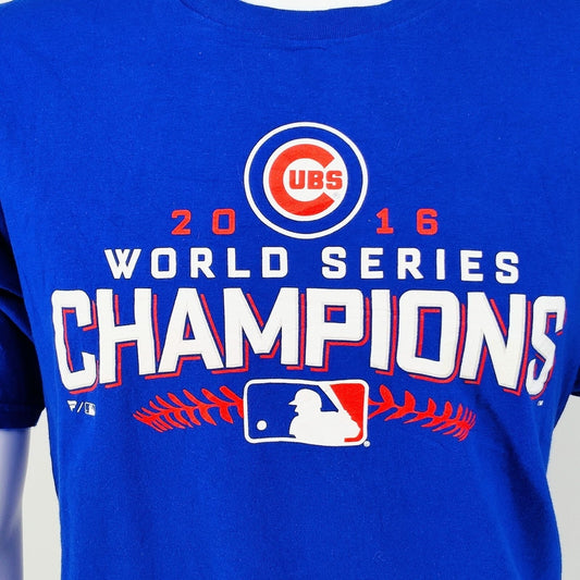 Fanatics 2016 Chicago Cubs World Series Champions  MLB Blue Graphic T-Shirt (L)