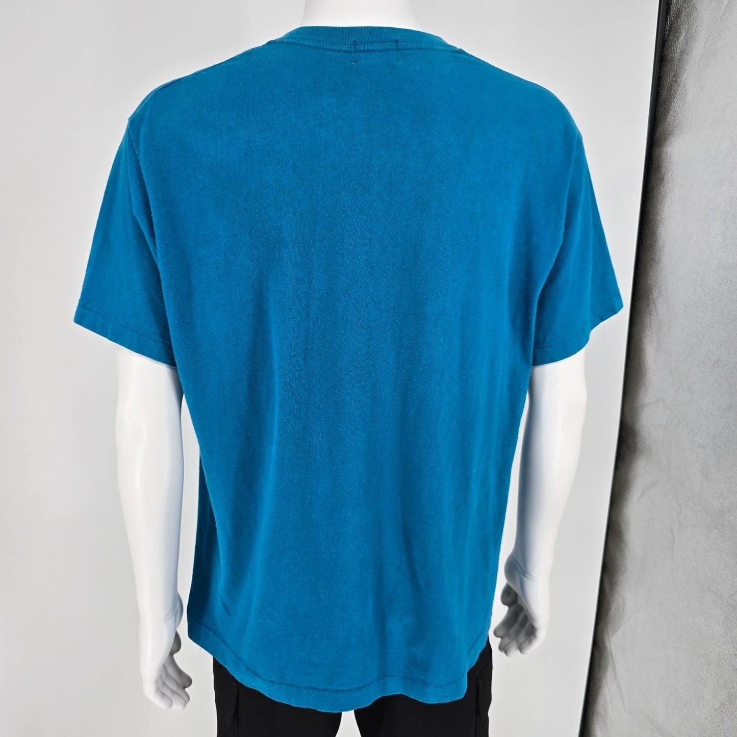 Distressed Vintage 1990s Jockey Made in USA Blank Teal Pocket T-Shirt (L)