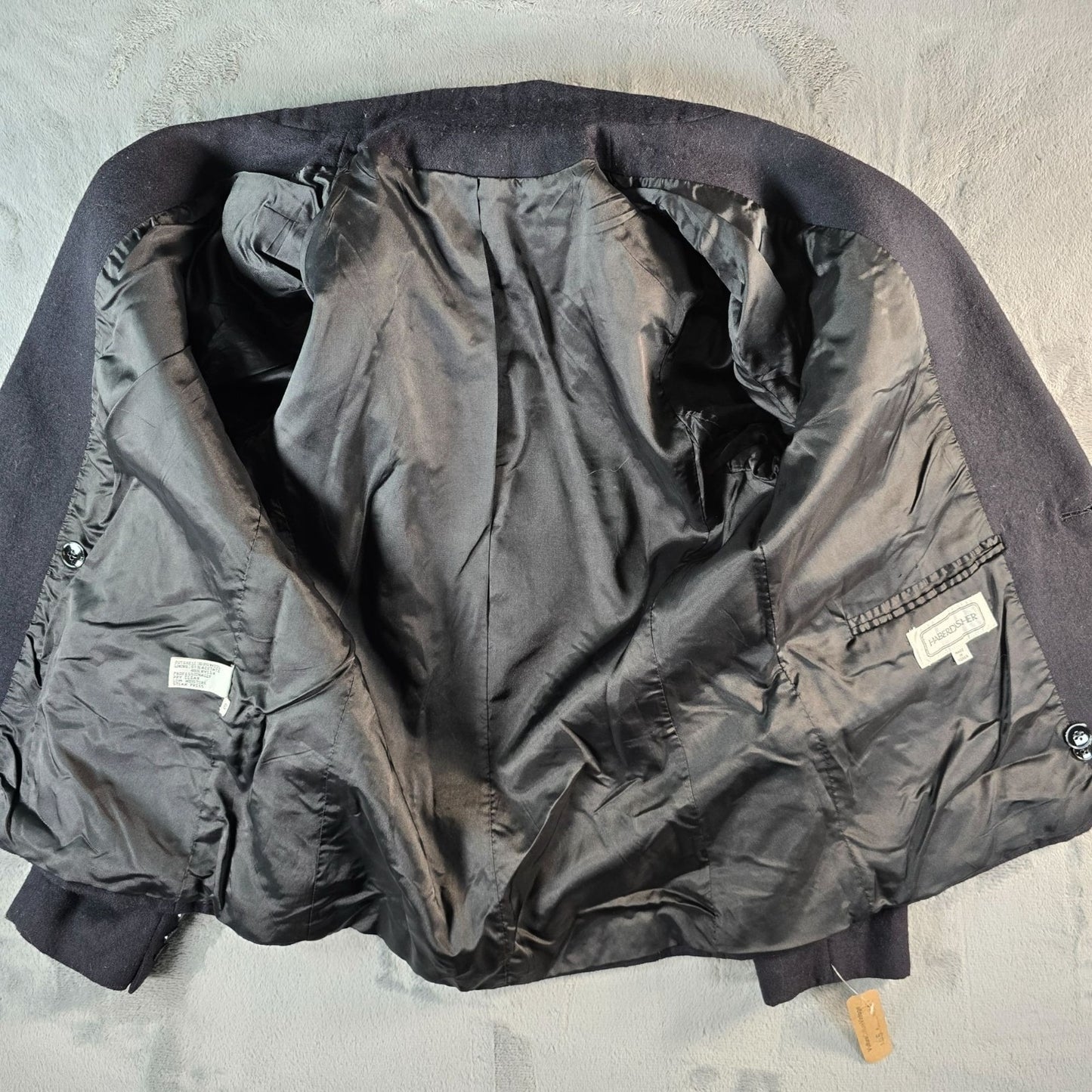 Vintage 1980s Haberdasher Women's Black Double-Breasted Wool Blazer (Small)