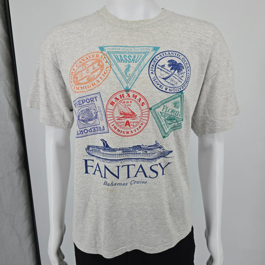 Vintage 1990s Tortuga Sportswear Fantasy Bahamas Cruise Heather Gray T-Shirt (L)