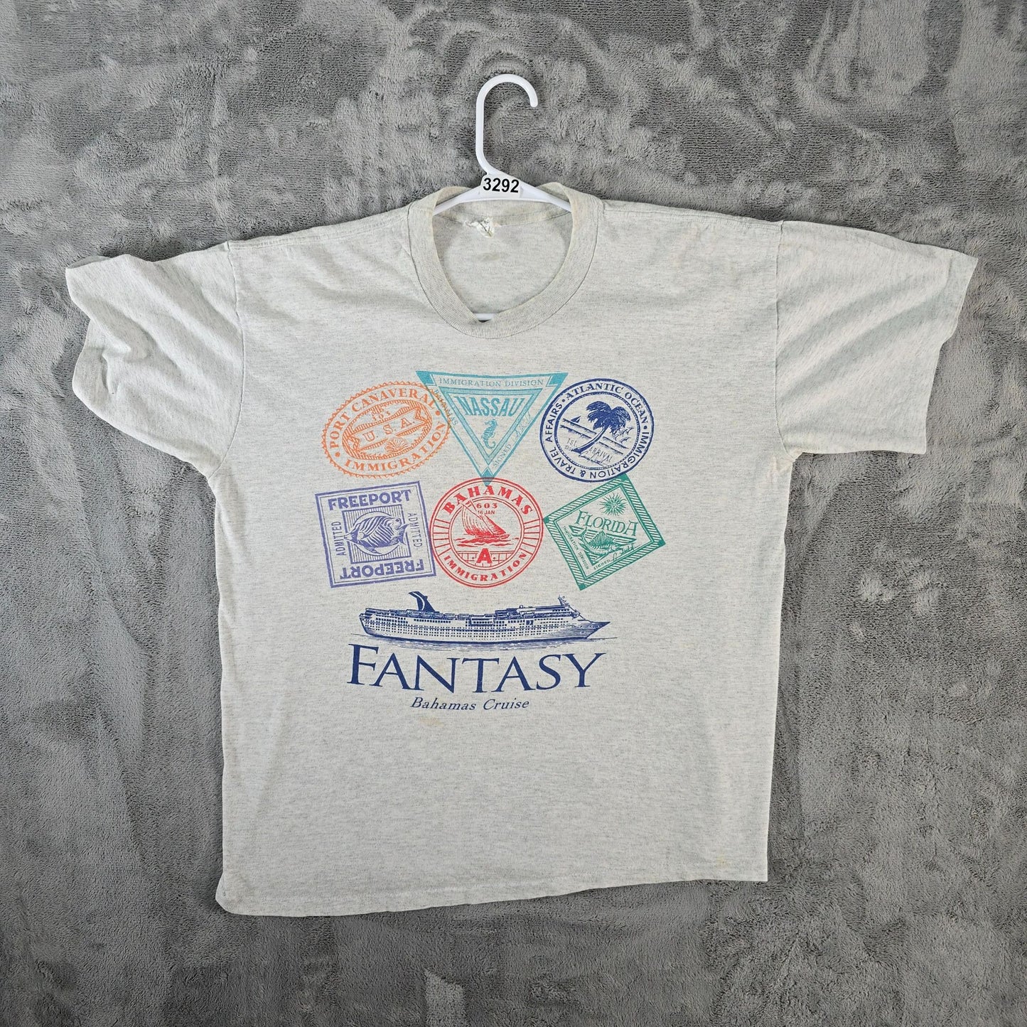 Vintage 1990s Tortuga Sportswear Fantasy Bahamas Cruise Heather Gray T-Shirt (L)