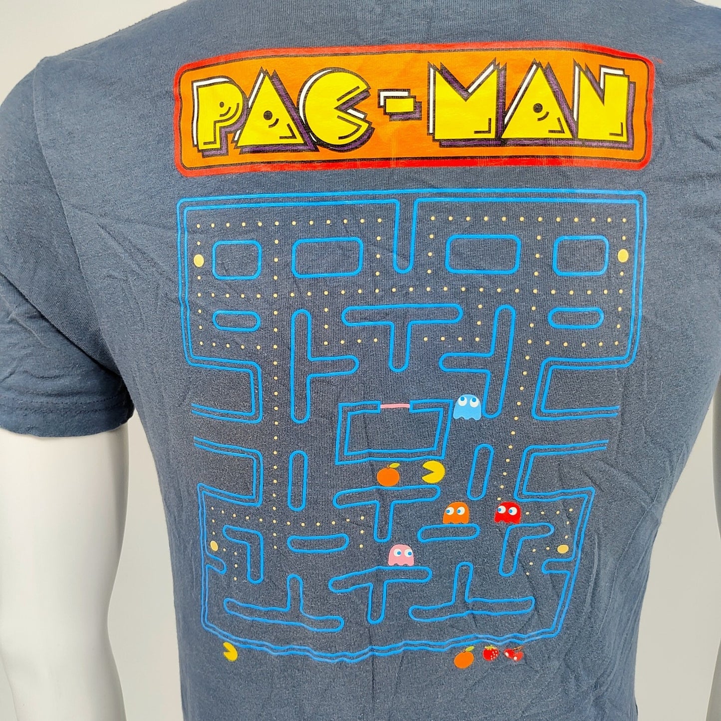 Pac-Man Boys Logo and Maze Blue Graphic T-Shirt (2XL)