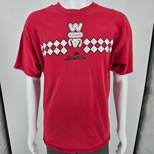 Vintage Y2K Wienerschnitzel Los Alamitos Race Course #7 Horse Racing T-Shirt (L)