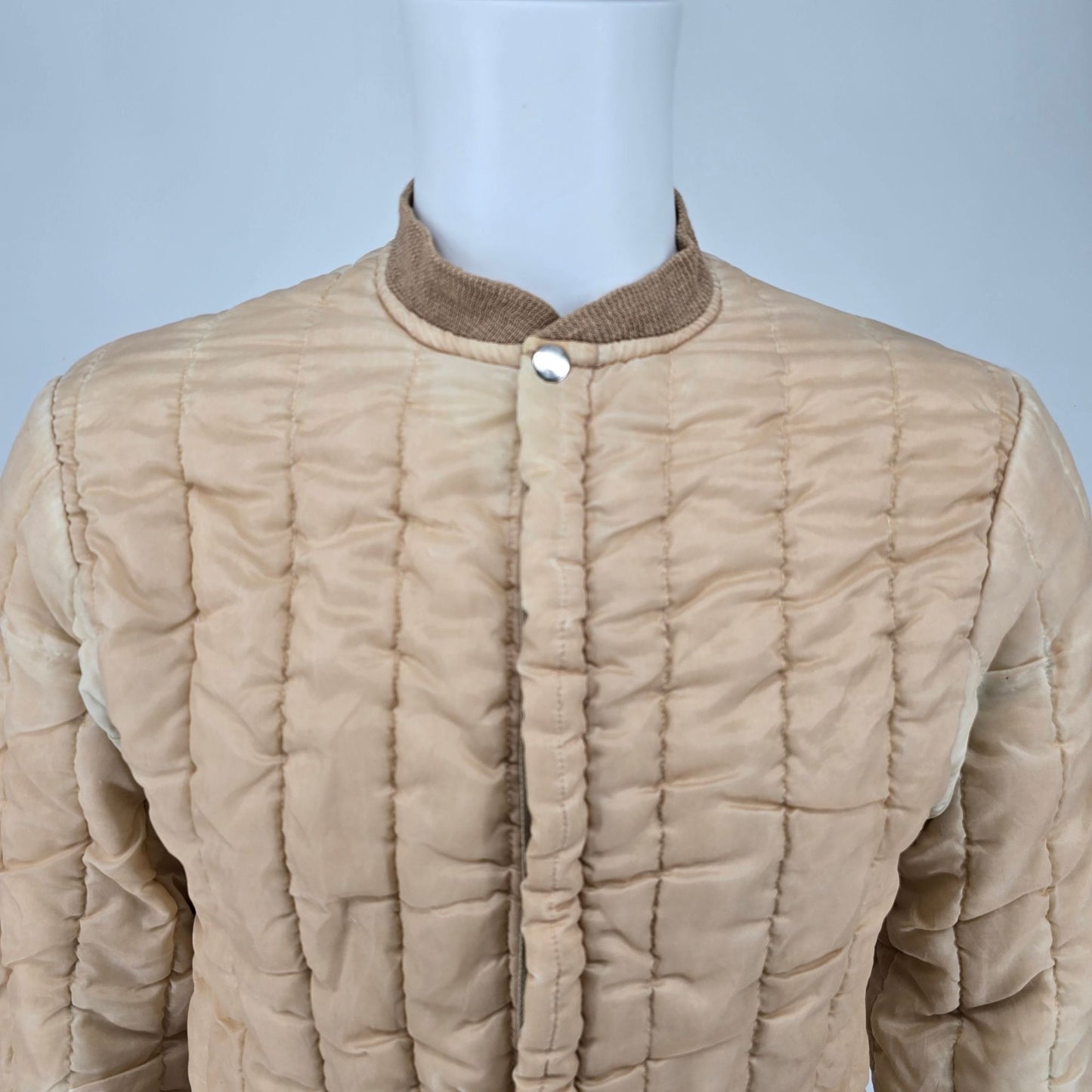 Vintage 1960s "By JALS" Tan Quilted Jacket w/ Waffle Knit Thermal Lining (XS)
