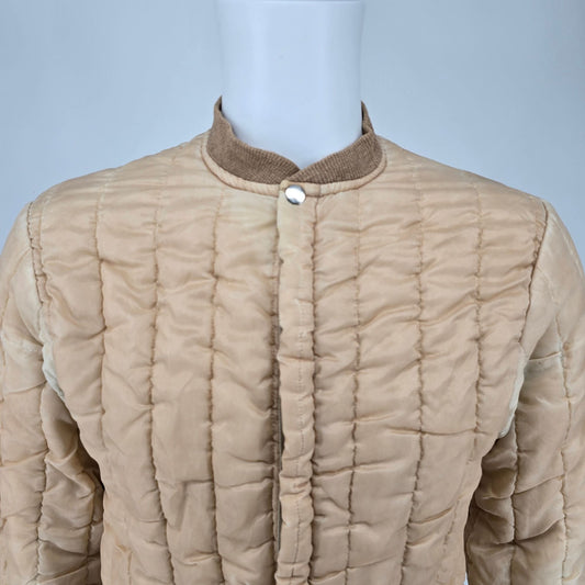 Vintage 1960s "By JALS" Tan Quilted Jacket w/ Waffle Knit Thermal Lining (XS)