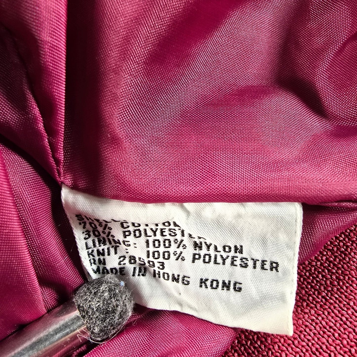 Vintage 1980s Members Only Burgundy/Wine Polycotton Zip-Front Racer Jacket (L)