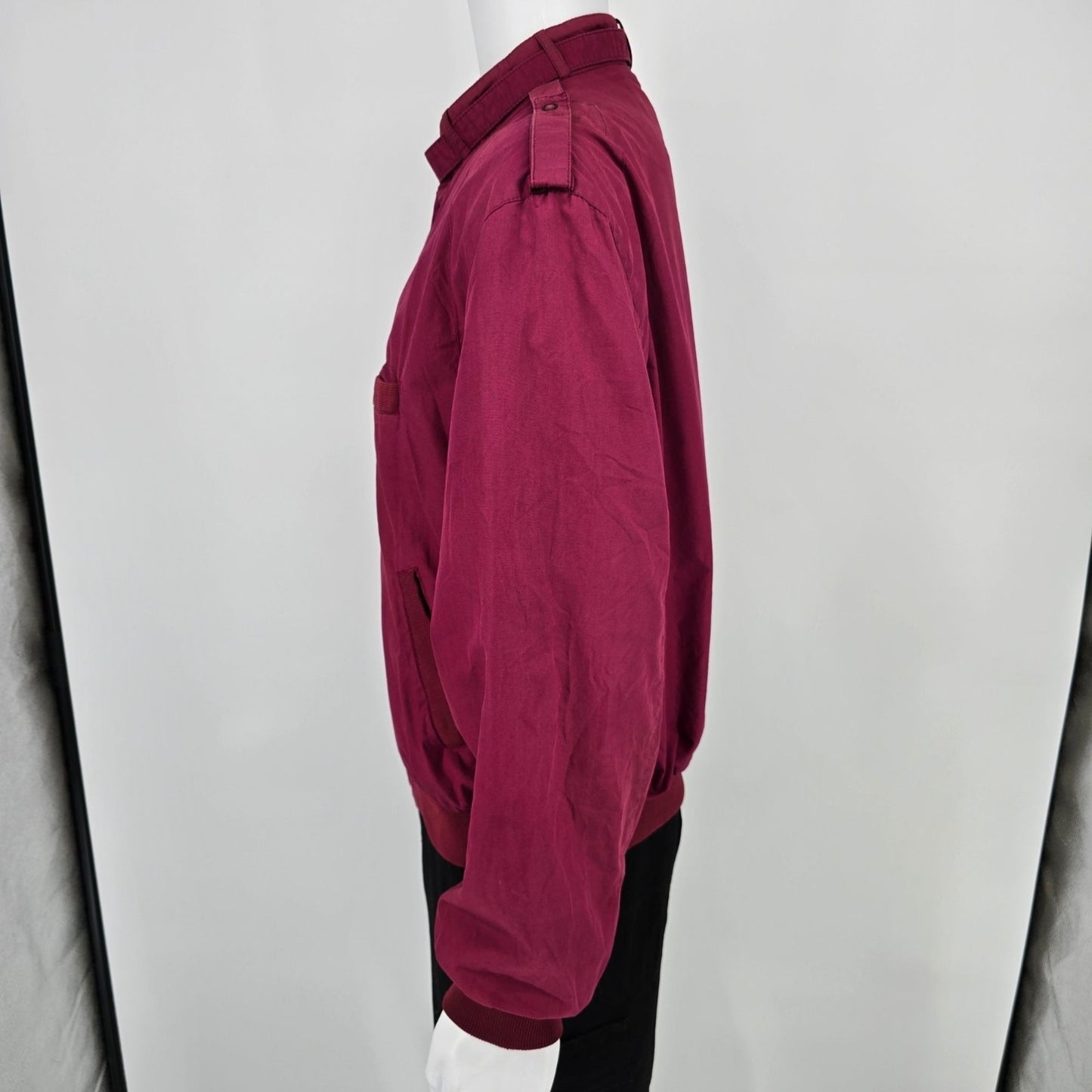 Vintage 1980s Members Only Burgundy/Wine Polycotton Zip-Front Racer Jacket (L)