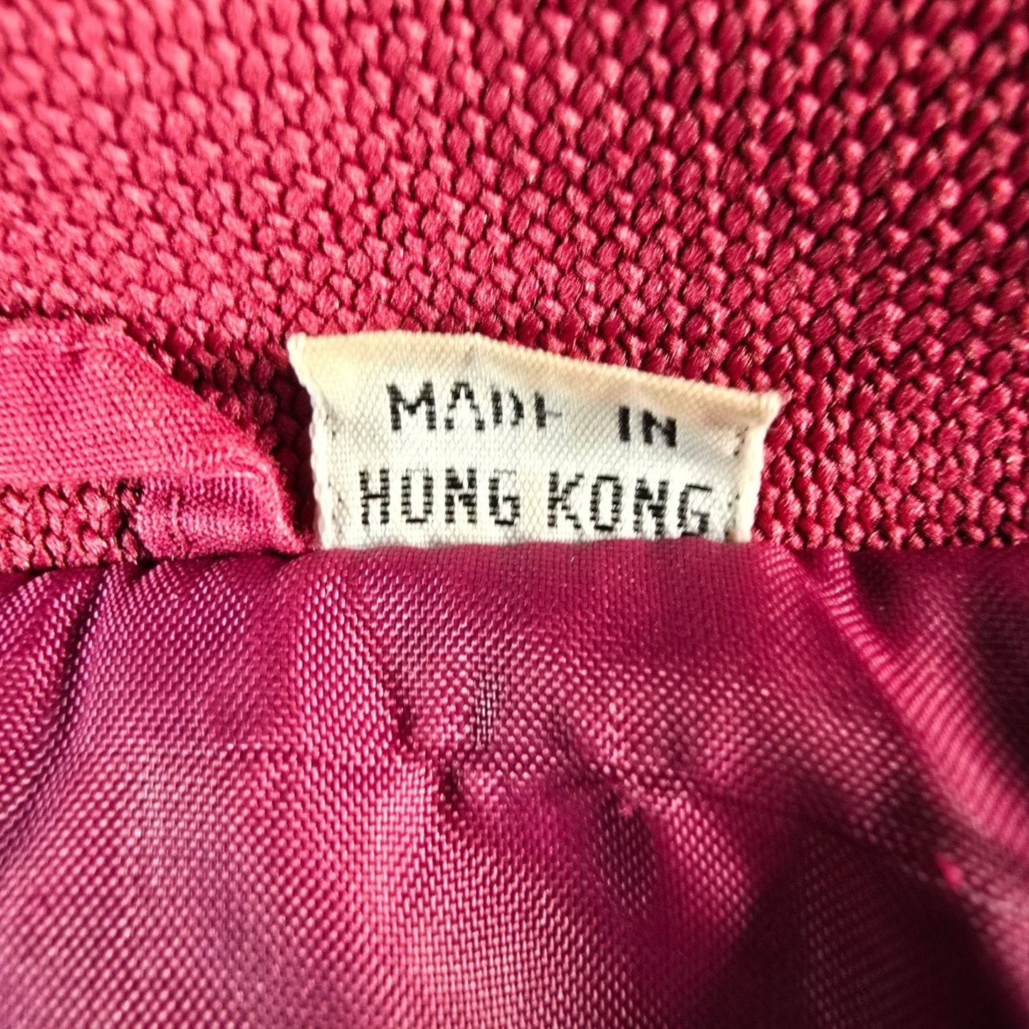 Vintage 1980s Members Only Burgundy/Wine Polycotton Zip-Front Racer Jacket (L)