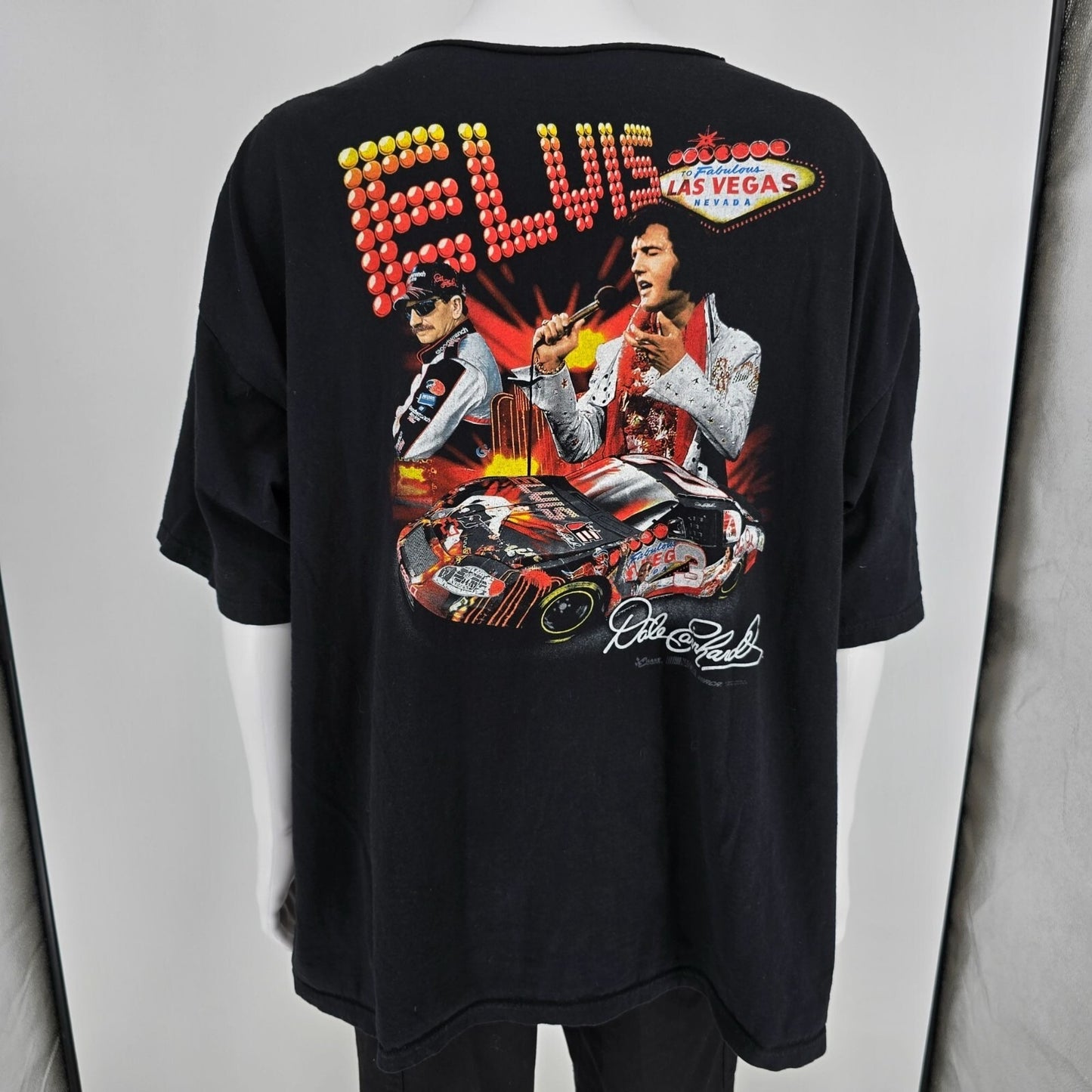 2000s Chase Authentics Dale Earnhardt & Elvis Las Vegas NASCAR T-Shirt (3XL/4XL)