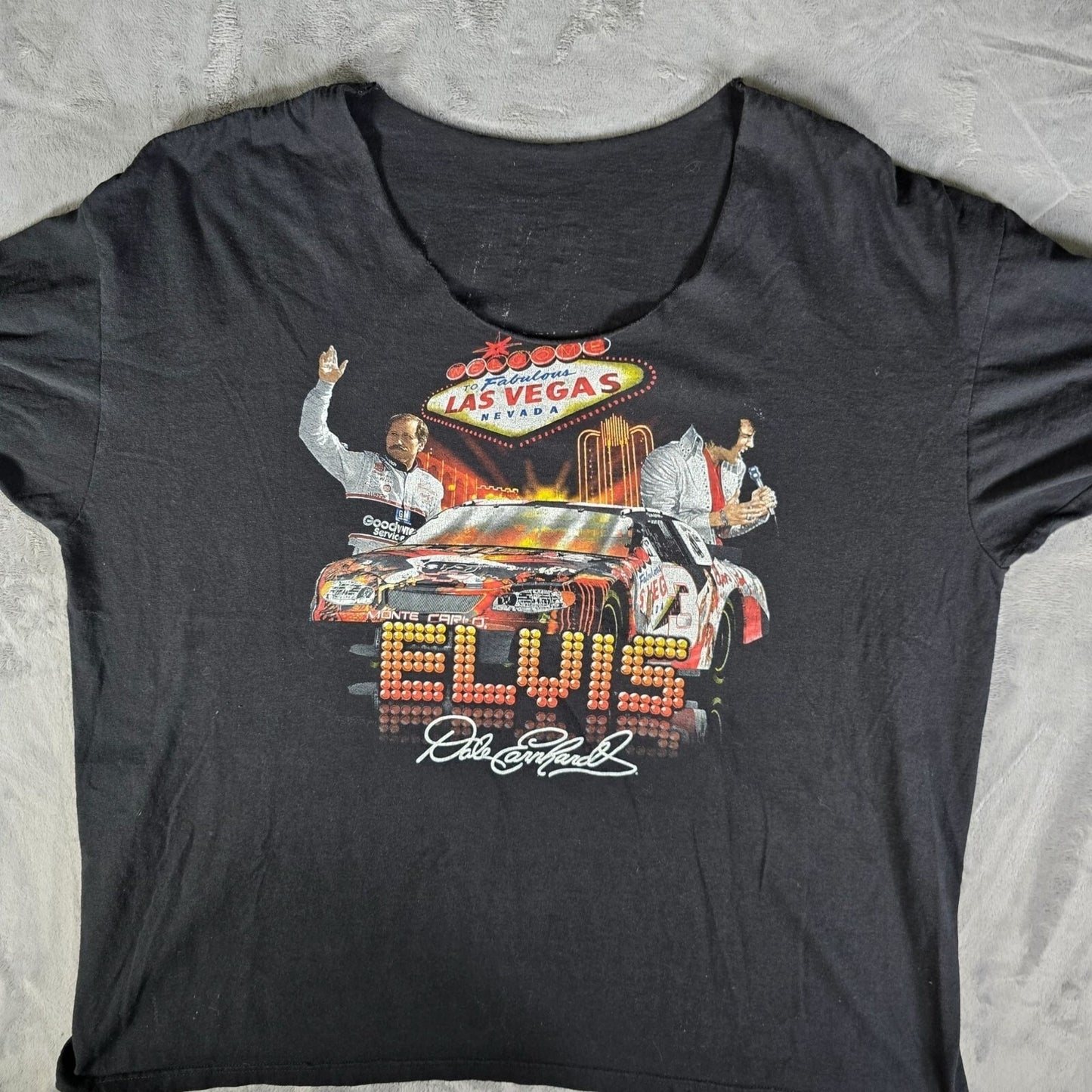 2000s Chase Authentics Dale Earnhardt & Elvis Las Vegas NASCAR T-Shirt (3XL/4XL)