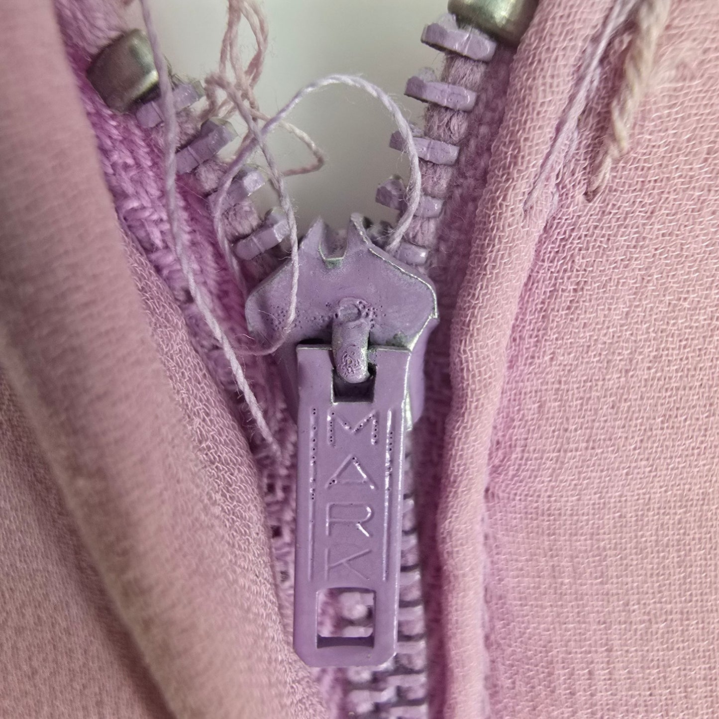 Distressed Vintage 1970s Pink Chiffon/Purple Velvet Metal Zip Empire Dress (XS)