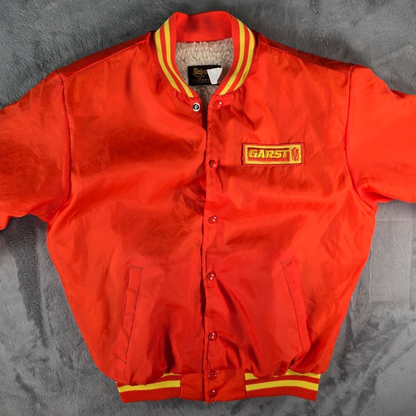 Vintage 1980s Swingster Garst Seed Company Sherpa Lined Bomber Jacket (L)