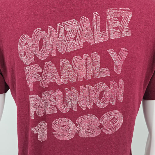 Vintage 1989 Russell Athletic Gonzales Family Reunion Back Graphic T-Shirt (M)