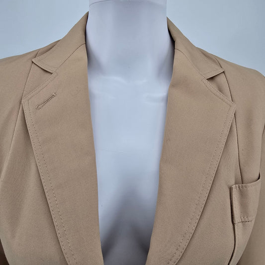 Vintage 1980s Etienne Aigner Women's Tan Notch Lapel Two-button Blazer (XS)