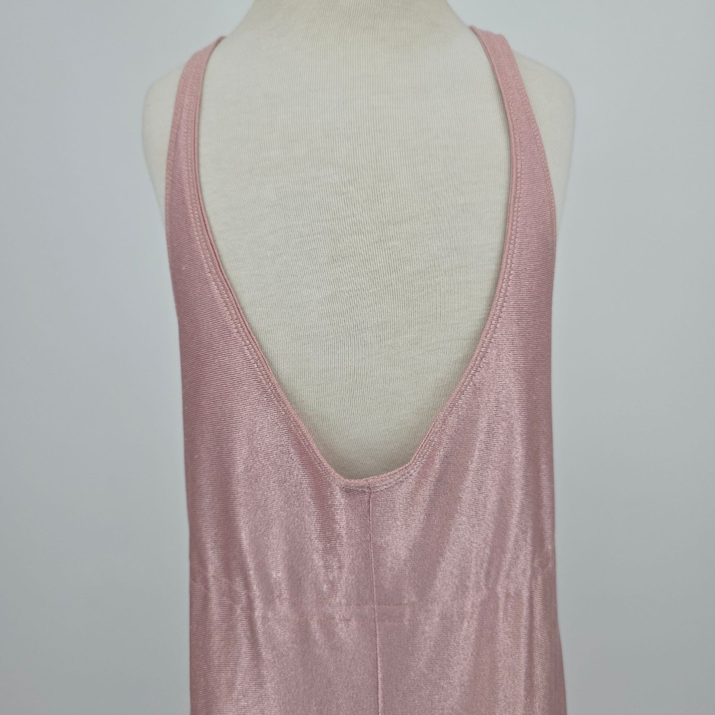 Vintage 1970s Shimmery Rose Gold Crisscross Strap Disco Maxi Dress (XXS) *Flaws