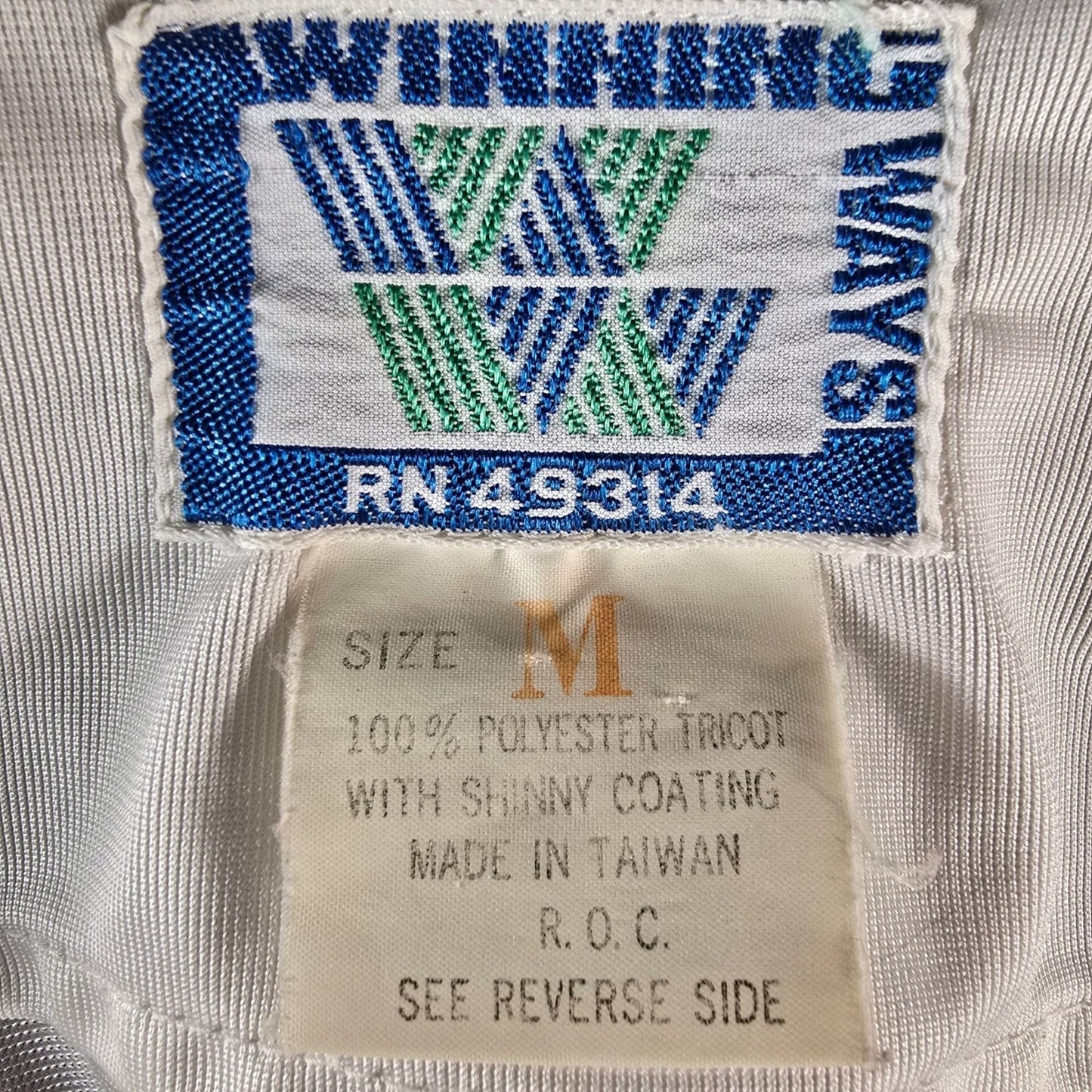 Vintage 1980s Winning Ways White/Navy Polyester Tricot Tennis Jacket (M)
