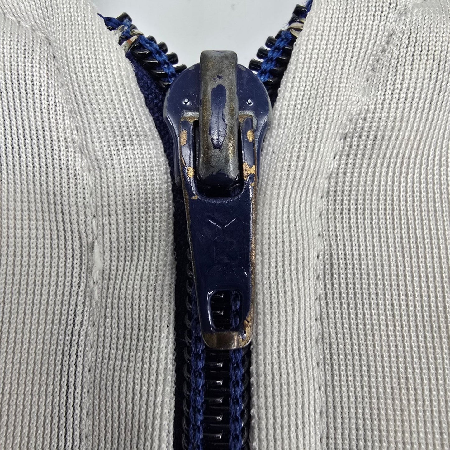 Vintage 1980s Winning Ways White/Navy Polyester Tricot Tennis Jacket (M)
