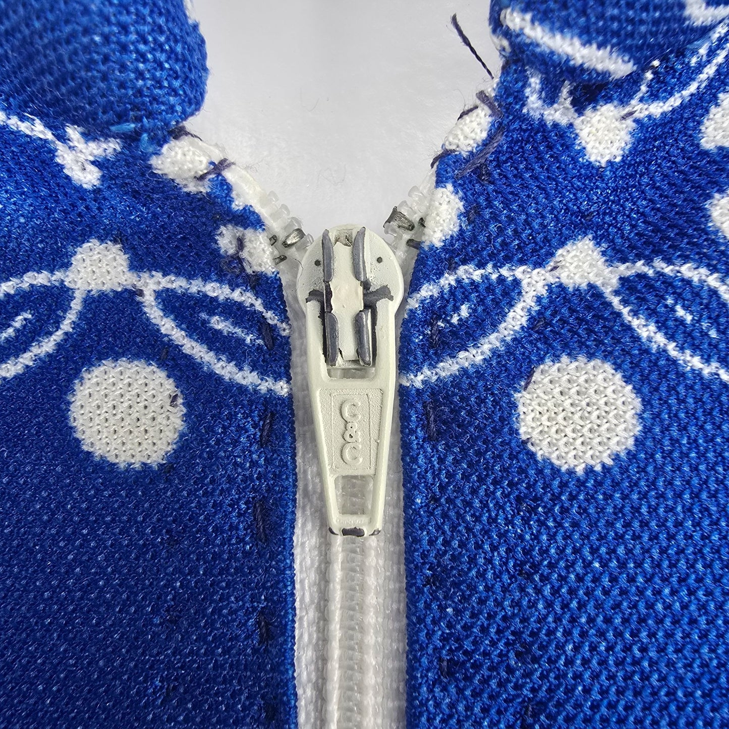 Vintage 1970s Blue/White Paisley Bandana Print Kaftan Lounger Maxi Dress (L)