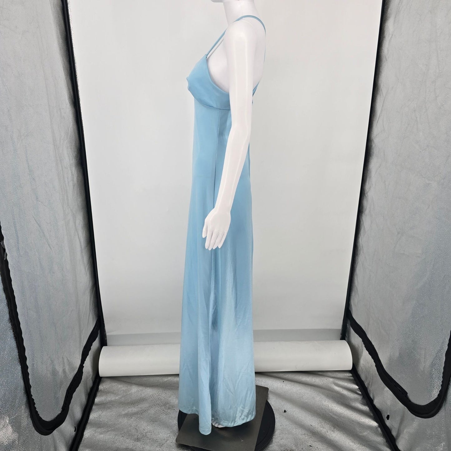 Vintage 1970s Luv Powder Blue Grecian Twist Front Slip Gown/Evening Dress (XS)