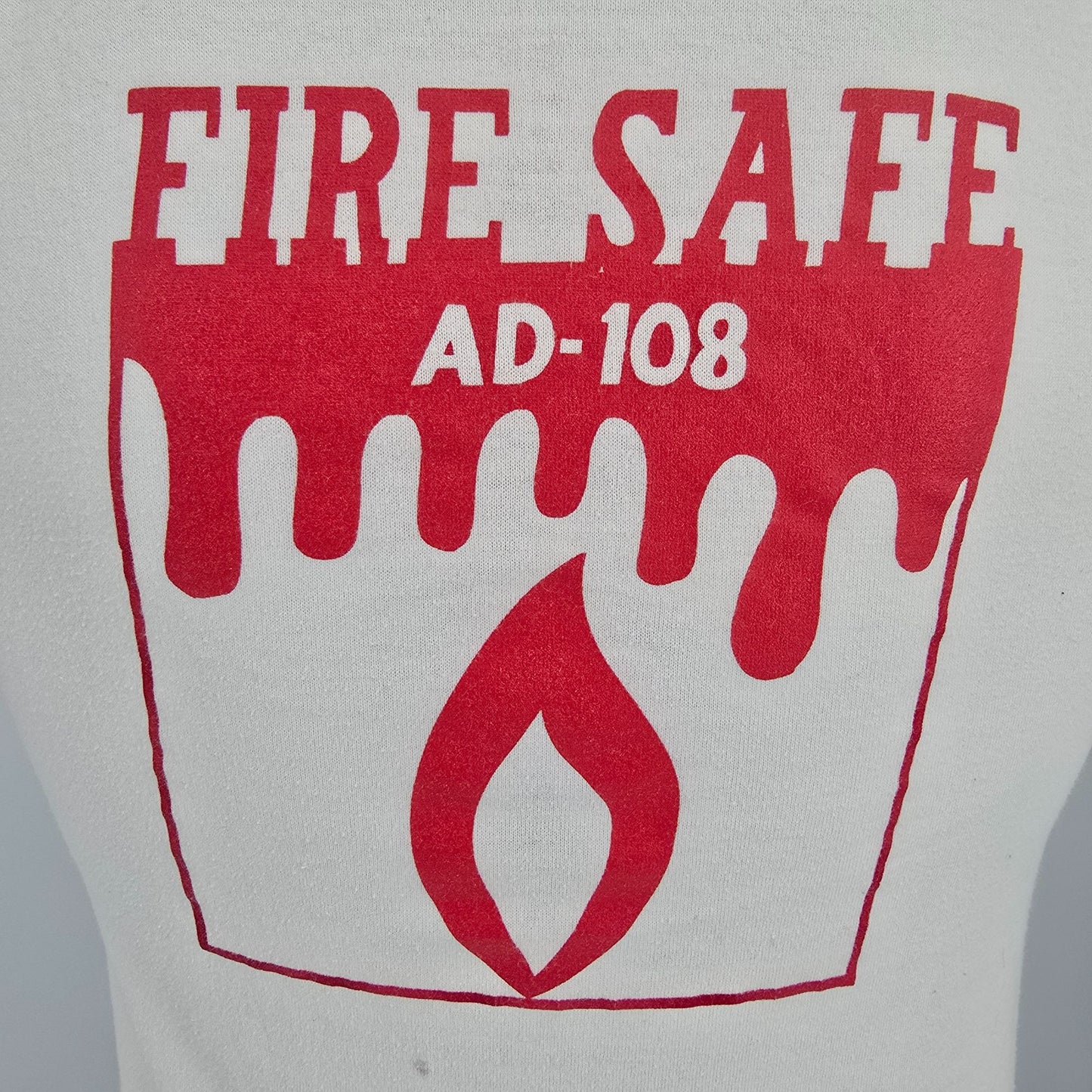 Vintage 1981 "That's Incredibl"/Fire-Safe AD-108 Promo V-Neck Ringer T-Shirt (L)