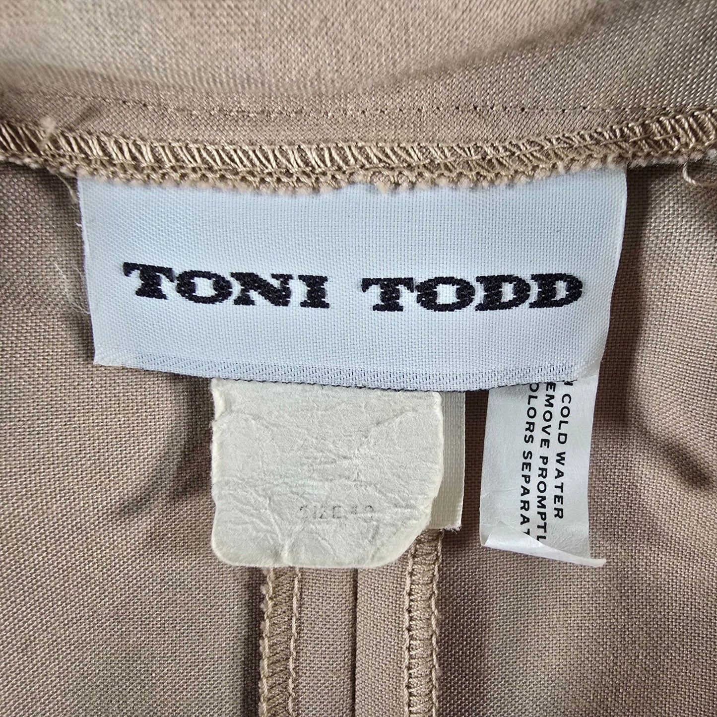 Vintage 1970s Toni Todd Khaki Elastic Waist Union Made Shirtwaist Midi Dress (M)
