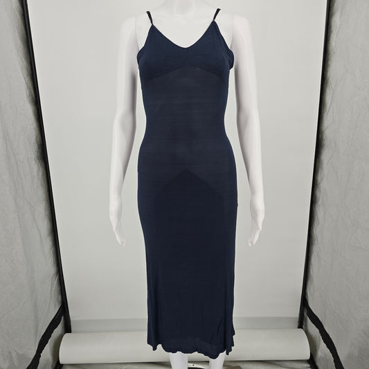 Vintage 1940s Sakura Distinctive Underthings Bemberg Rayon Navy Slip (XS/S)