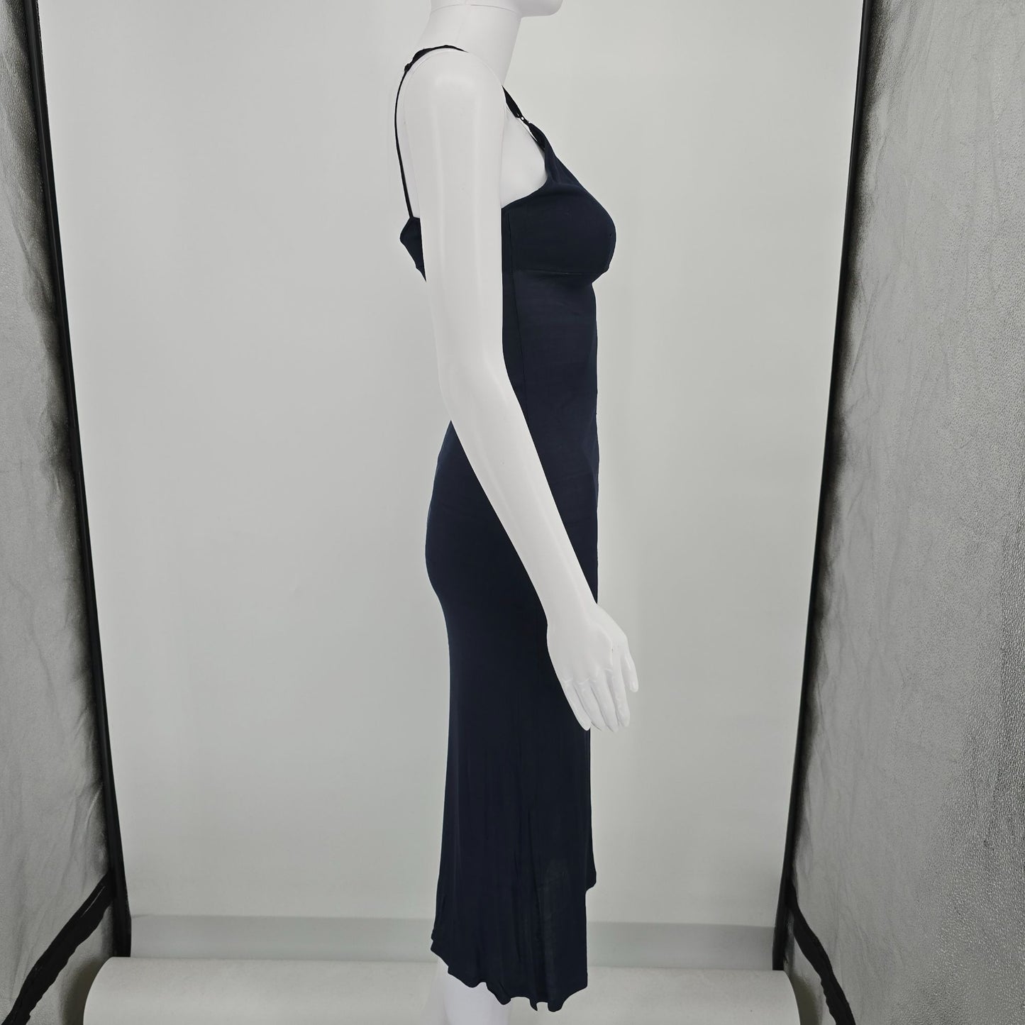 Vintage 1940s Sakura Distinctive Underthings Bemberg Rayon Navy Slip (XS/S)