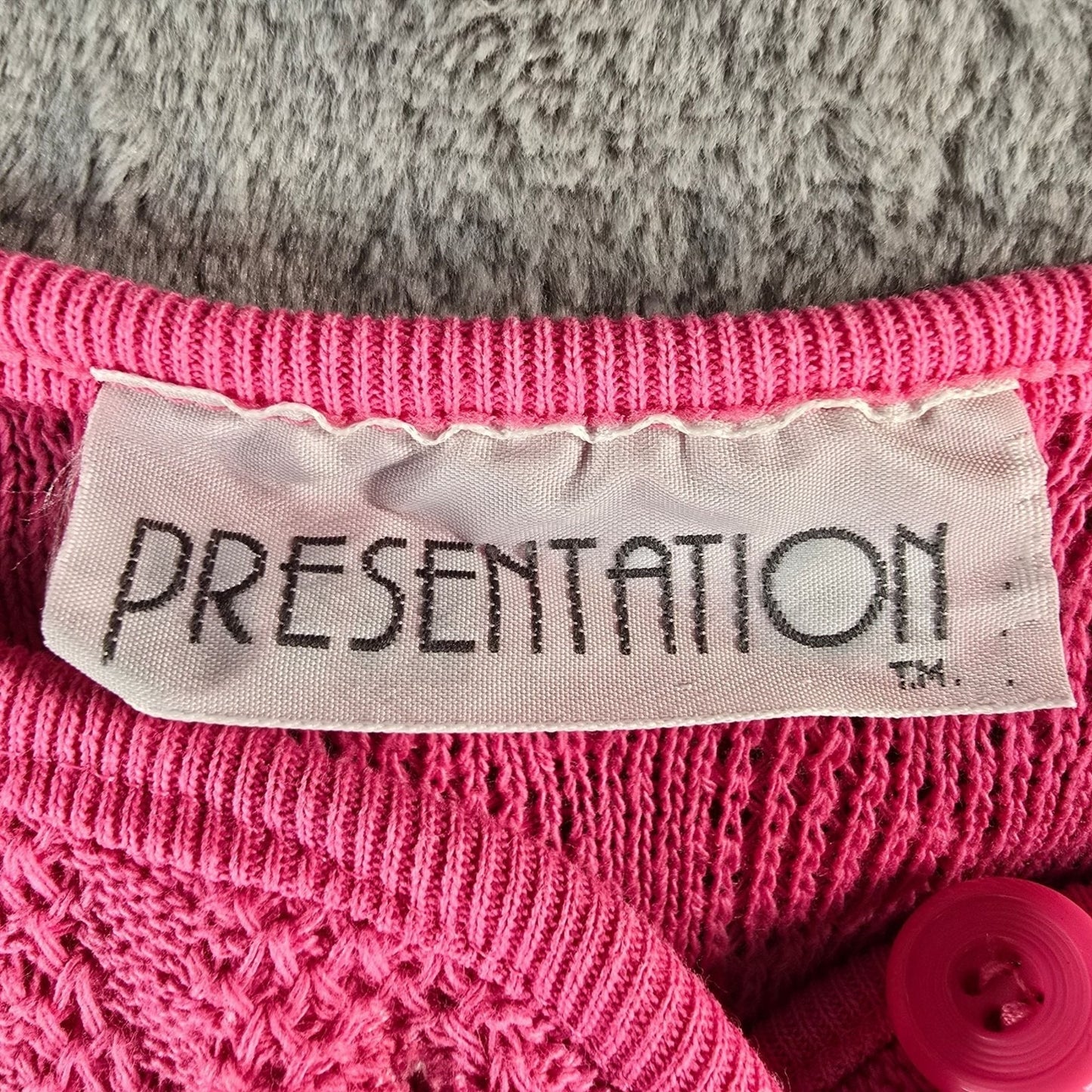 Vintage 1980s Presentation Pink Mixed Knit Short Sleeve Pullover Top (M)
