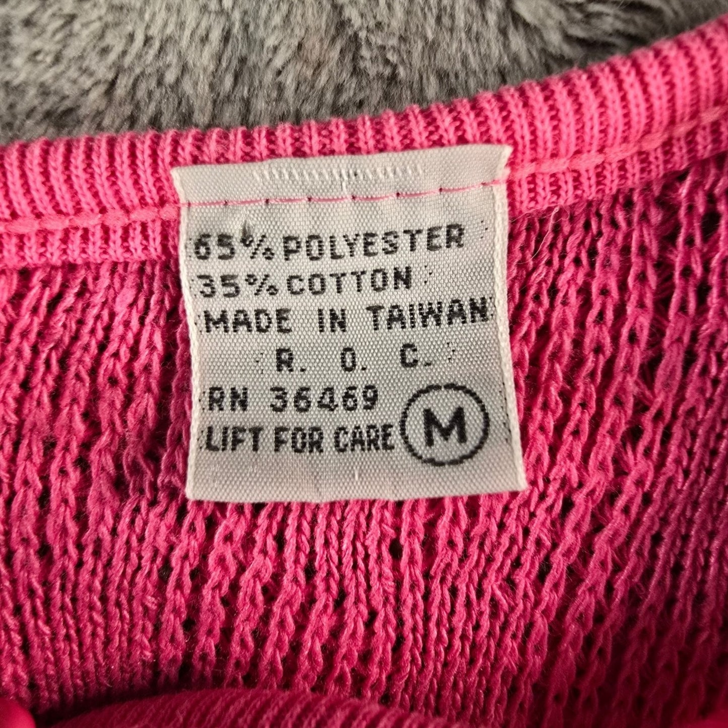 Vintage 1980s Presentation Pink Mixed Knit Short Sleeve Pullover Top (M)