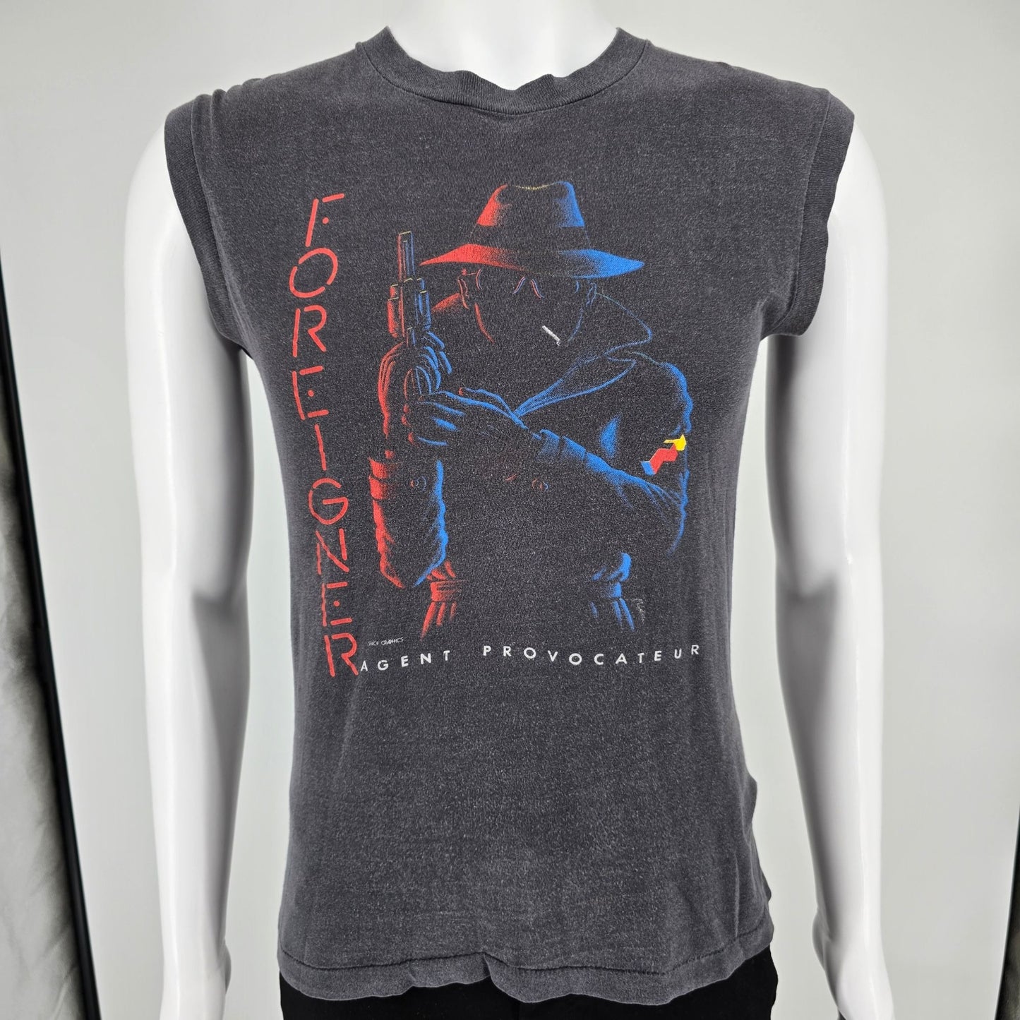 Vintage 1980s Foreigner Agent Provocateur 1985 Tour Sleeveless T-Shirt (S)