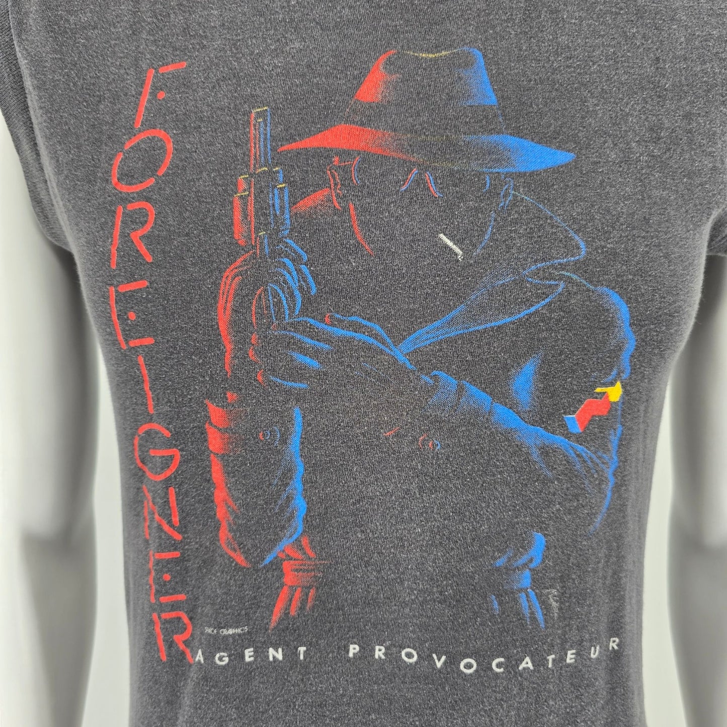 Vintage 1980s Foreigner Agent Provocateur 1985 Tour Sleeveless T-Shirt (S)