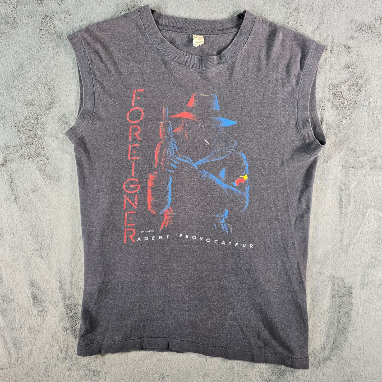 Vintage 1980s Foreigner Agent Provocateur 1985 Tour Sleeveless T-Shirt (S)