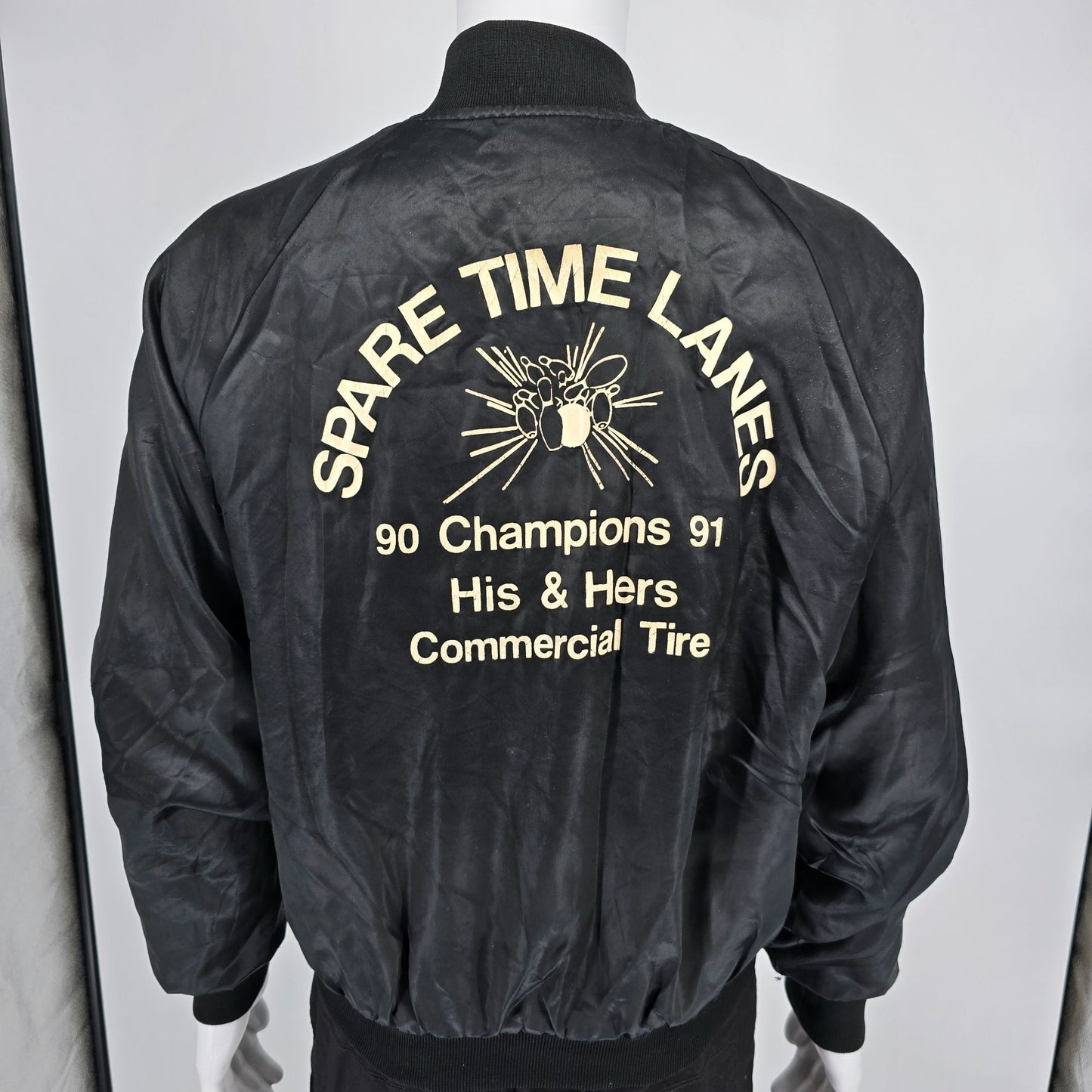 Vintage 1990s Spare Time Lanes 90 91 His & Hers Champions Bowling Jacket (L)
