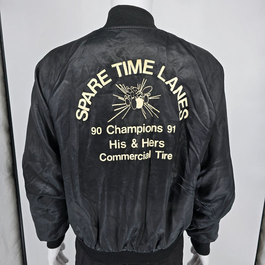 Vintage 1990s Spare Time Lanes 90 91 His & Hers Champions Bowling Jacket (L)