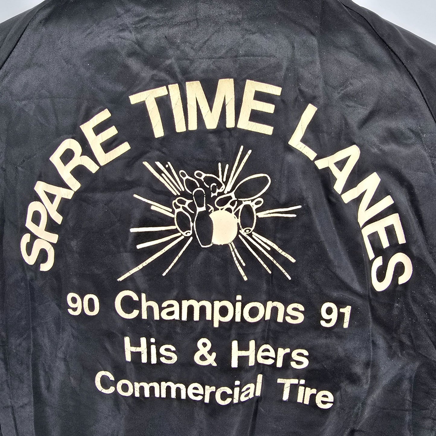 Vintage 1990s Spare Time Lanes 90 91 His & Hers Champions Bowling Jacket (L)