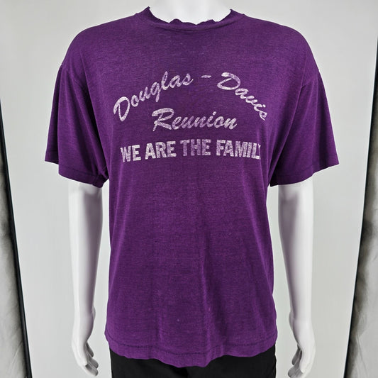 Distressed 1990s Douglas-Davis 1993 Family Reunion Purple T-Shirt (XL)