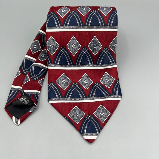 Paco Rabanne Paris Mens Red & Blue Geometric Pattern Classic Width Necktie