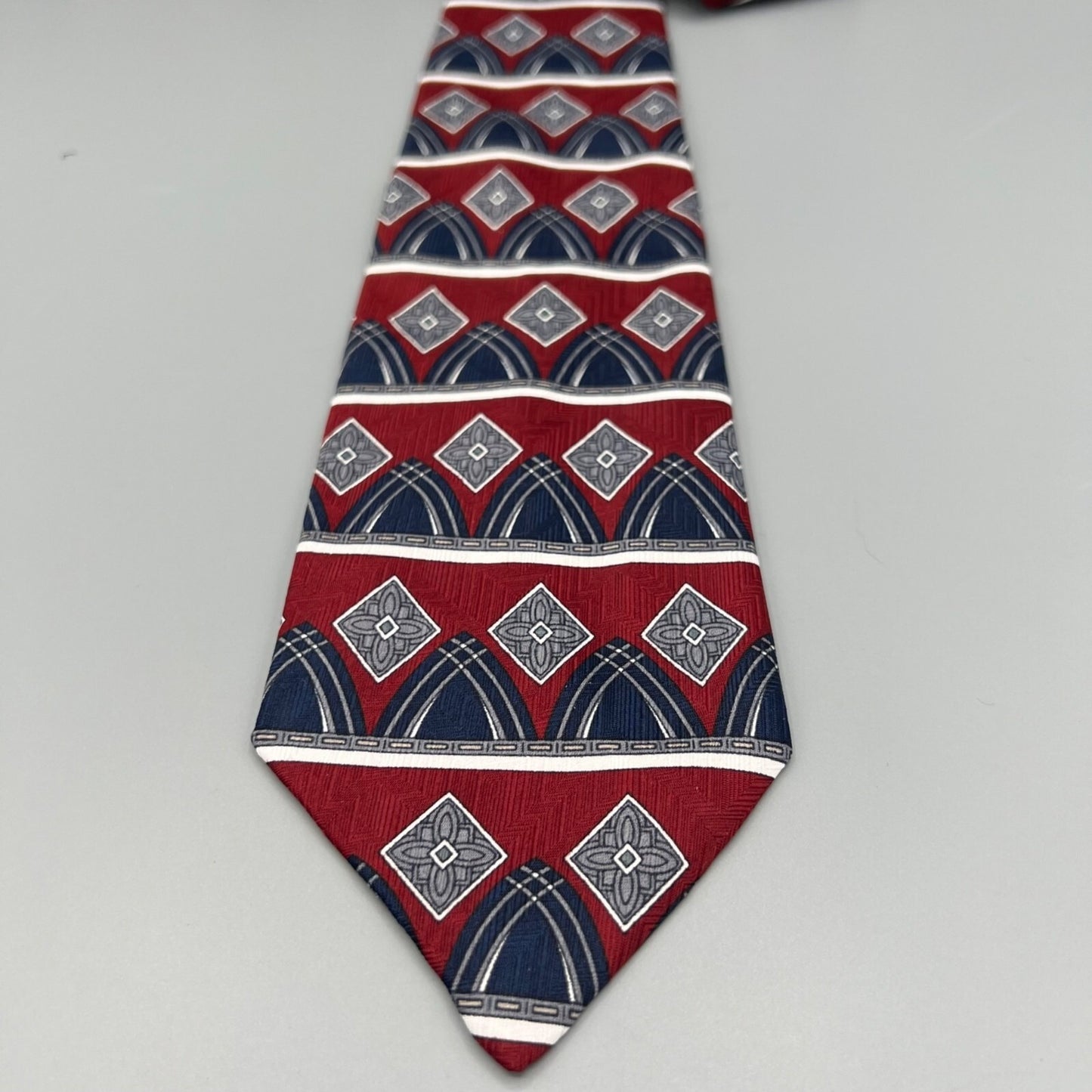 Paco Rabanne Paris Mens Red & Blue Geometric Pattern Classic Width Necktie
