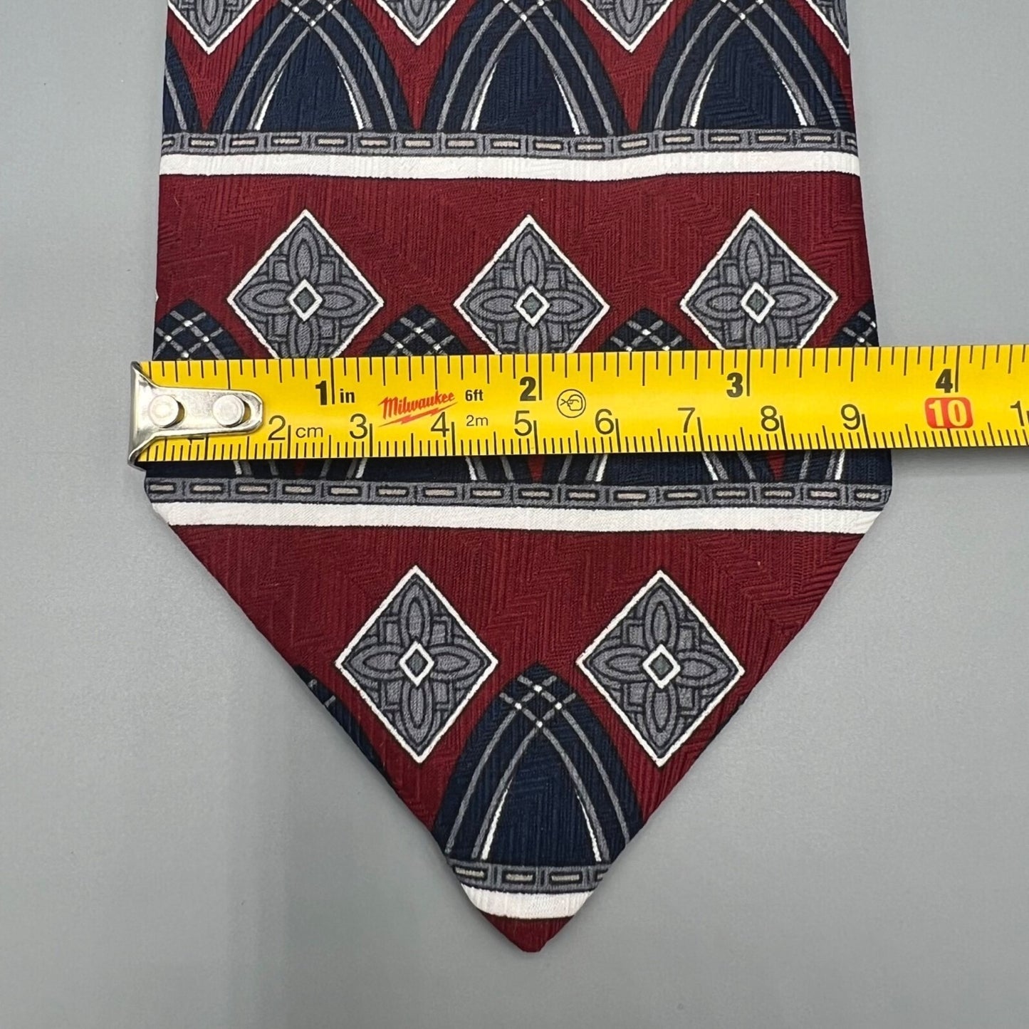 Paco Rabanne Paris Mens Red & Blue Geometric Pattern Classic Width Necktie