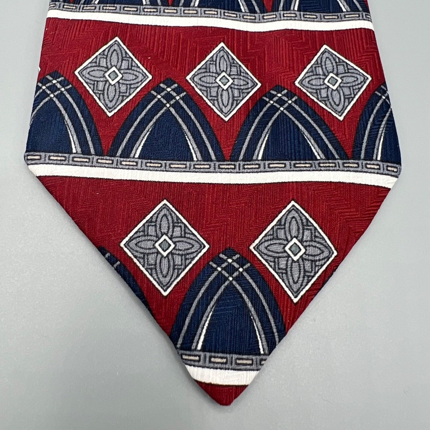Paco Rabanne Paris Mens Red & Blue Geometric Pattern Classic Width Necktie