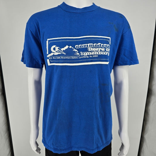 Vintage 1980s Velva Sheen Commodore Users of Lynchburg Virginia T-Shirt (L/XL)