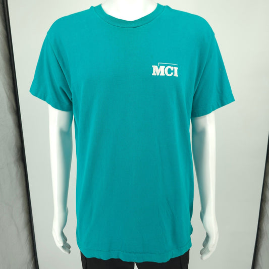 Vintage 1990s Teal MCI Business Information Technology Competition T-Shirt (L)