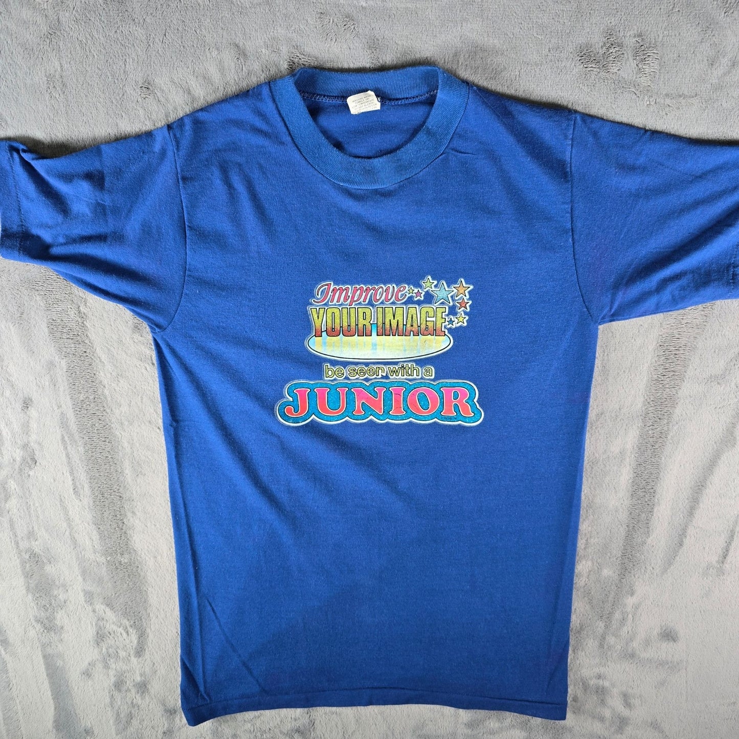 Vintage 1980s Velva Sheen/Roach "Improve Your Image" Iron-On T-Shirt (S)