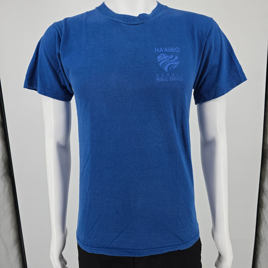 Vintage 1990s Blue Ha'aheo Hawaii Public Service Single Stitch T-Shirt (S/M)