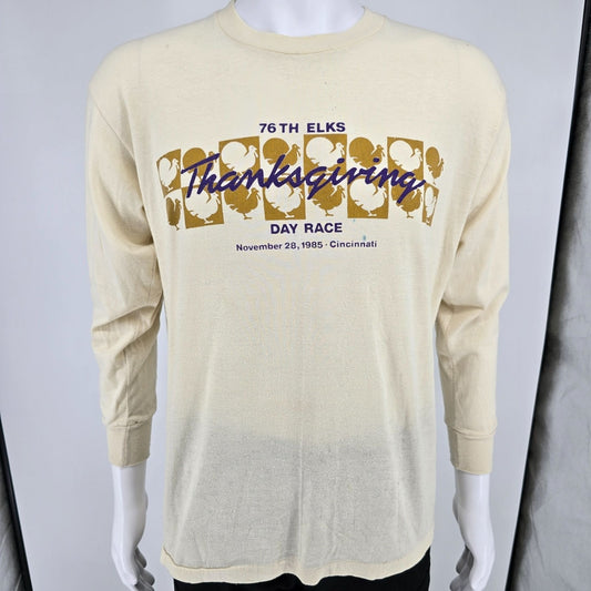 Vintage 1985 76th Elks Thanksgiving Day Race Cincinnati Long Sleeve T-Shirt (L)