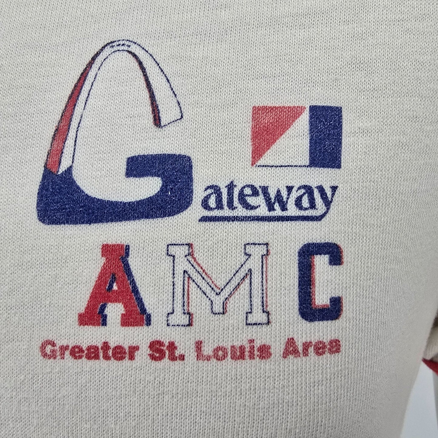 Vintage 1980s Hanes Gateway AMC Greater St. Louis Area Ringer Tee T-Shirt (M/L)