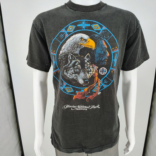 Vintage 1990s Single Stitch Glacier National Park Graphic Montana T-Shirt (L)
